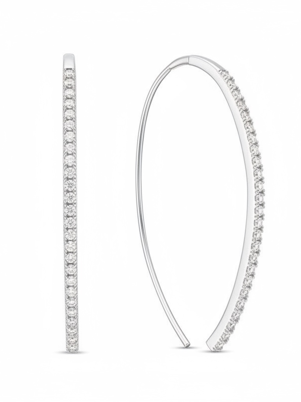 Womens Sterling‎ Silver Curved Thread Earrings